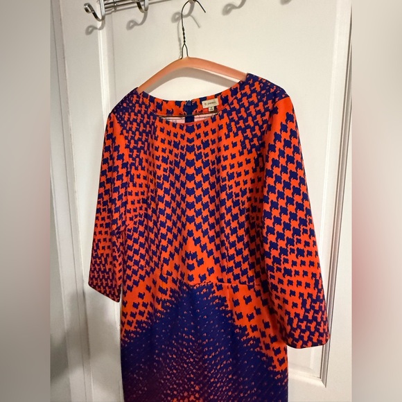 Cremieux Blue and Orange Geometric Dress - Picture 2 of 6